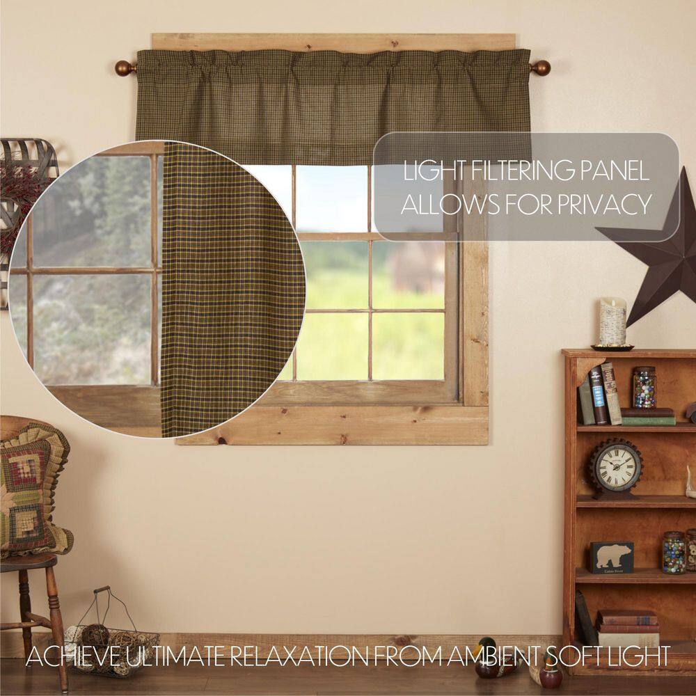 Moss Green Plaid Cotton Rod Pocket 60" Window Valance