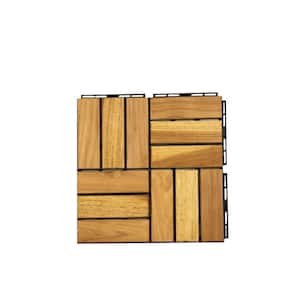 1 ft. x 1 ft. 12-Slats Teak Wood Deck Tiles in Natural (20 Per Box)