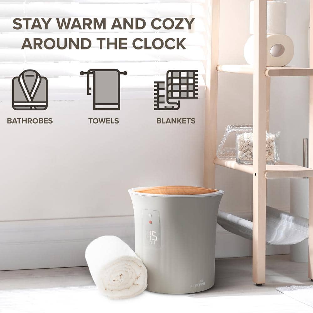 LiveFine Gray Electric Towel Warmer with LCD Display