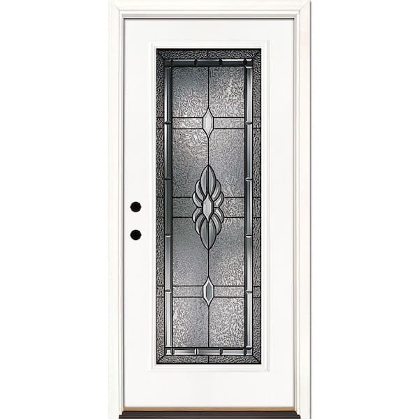 Feather River Doors 33.5 in. x 81.625 in. Sapphire Patina Full Lite Unfinished Smooth Right-Hand Inswing Fiberglass Prehung Front Door