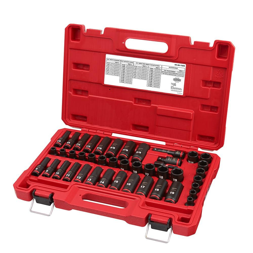 MILWAUKEE Impact Socket Set 6 Point 43 Pc 3/8