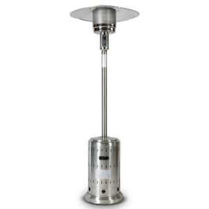 88 in. H Outdoor 46,000 BTU Patio Silver Heater with Wheels and Cover