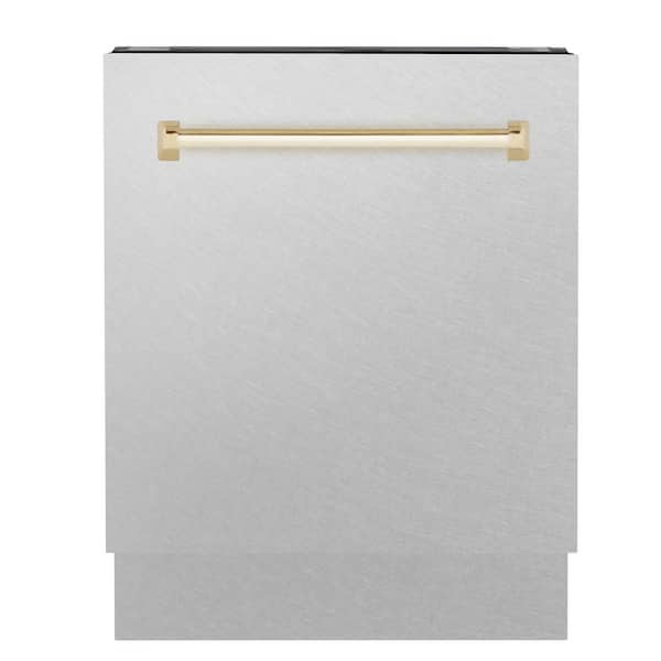 Autograph Edition 24 in. Tallac Top Control Dishwasher with Satin Stainless Steel Panel and Polished Gold Handle