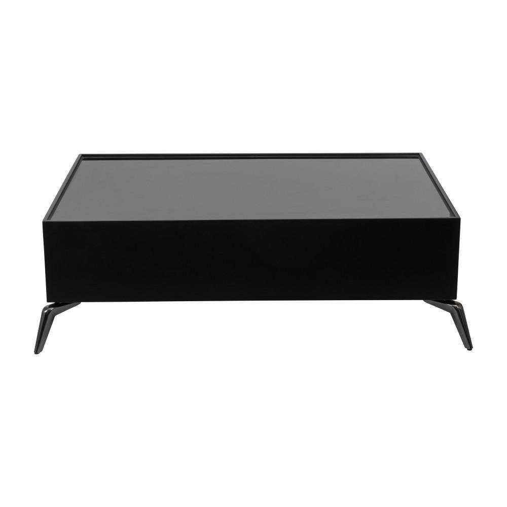 47 in. Black Rectangle Glass Top Modern Solid Coffee Table