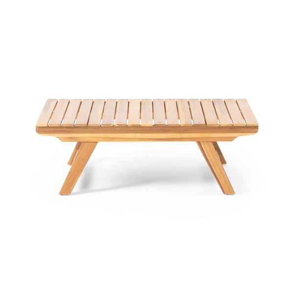 Gaby 12.50 in. Teak Brown Rectangular Wood Outdoor Patio Coffee Table