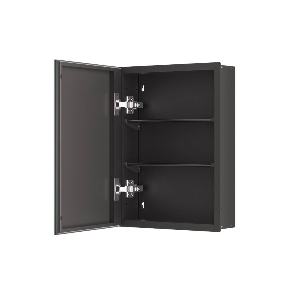 15 in. W x 26 in. H Rectangular Beveled Frameless Metal Black Surface Mount/Recessed Medicine Cabinet with Mirror price history on PriceWatchPro