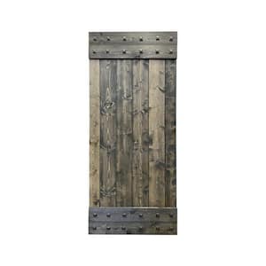 42 in. x 84 in. 1 Panel with Clavos Series Espresso Stained Knotty Pine Wood Interior Sliding Barn Door Slab