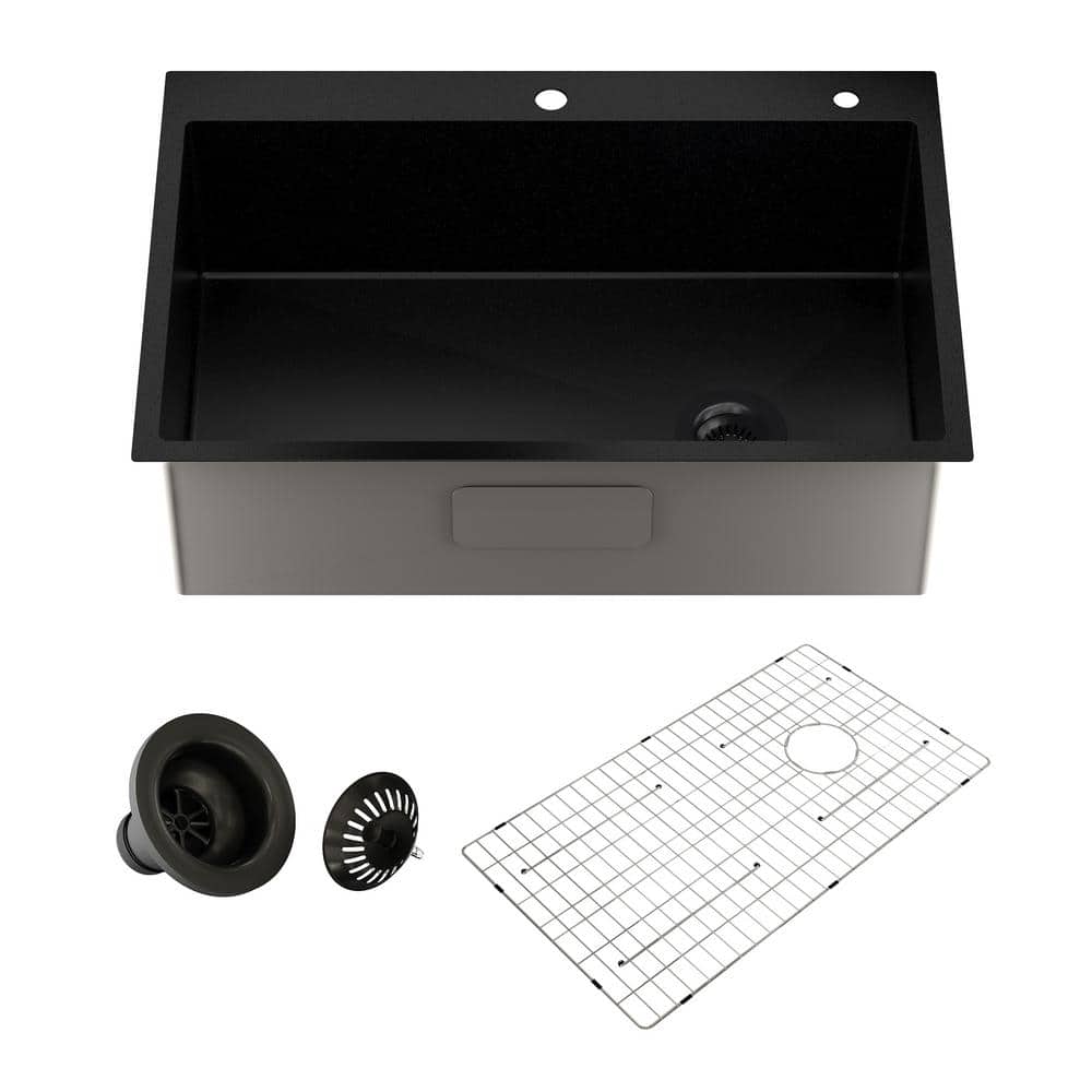 33" Gunmetal Black Stainless Steel Farmhouse Kitchen Sink