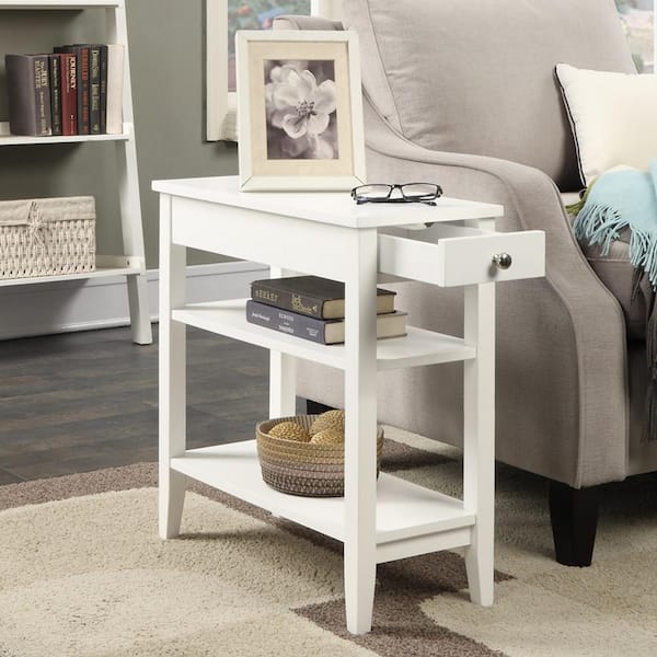 Convenience Concepts American Heritage White Three Tier End Table with Drawer