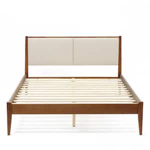 Modern Beige Queen Upholstered Headboard with Wood Frame Set and Upholstering