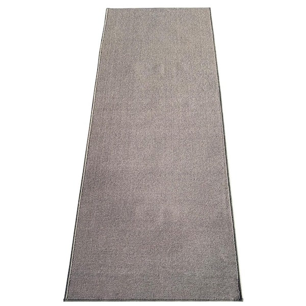 PLAYA RUG Solid Dark Gray 26 in. W x 17 ft. L Runner Rug/Stair Runner 37.4 sq. ft.