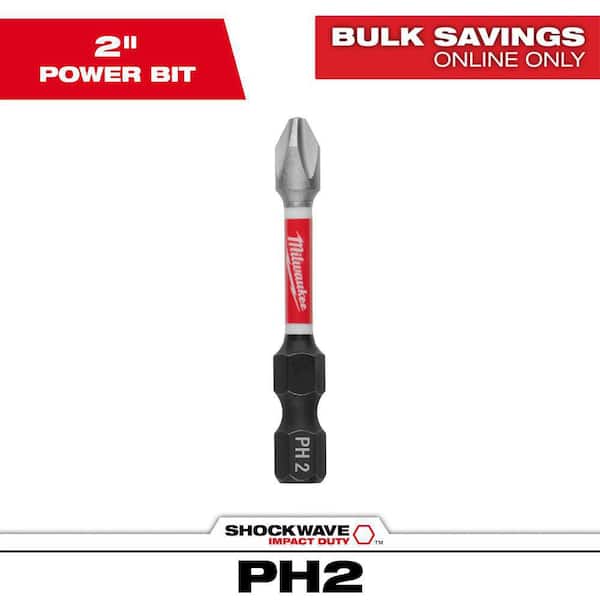 Milwaukee SHOCKWAVE Impact Duty 2 in. Phillips #2 Alloy Steel Screw Driver Bit (1-Pack)