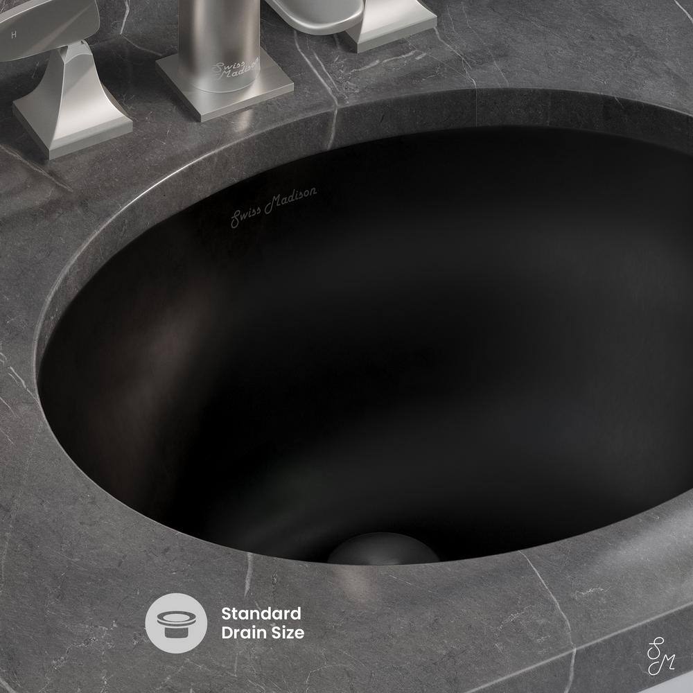 Plaisir 16.5" Matte Black Ceramic Undermount Bathroom Sink