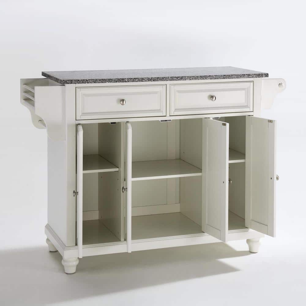 Cambridge White Granite Top Kitchen Island with Storage