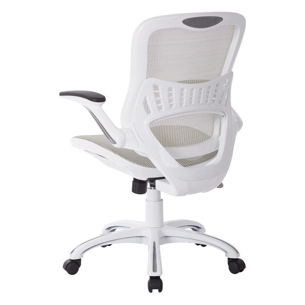 Riley White Mesh Executive Swivel Management Chair with Adjustable Arms