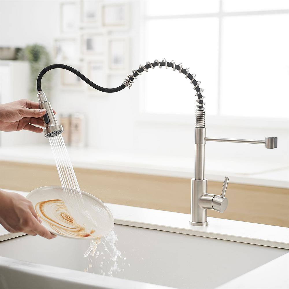 Brushed Nickel Single Handle Pull Down Kitchen Faucet