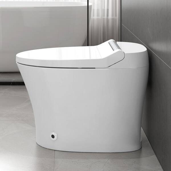 Virubi Heated Seat Smart Elongated 1-Piece Toilet with Foot Sensor, Soft Close, White