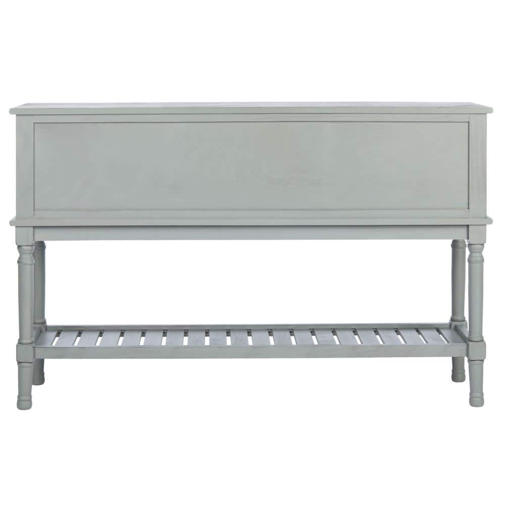Distressed Gray Wood and Metal Hallway Table with Storage