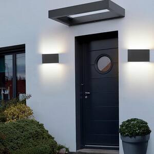 9.75 in. Black Hardwired Dimmable LED Outdoor Wall Lantern Sconce