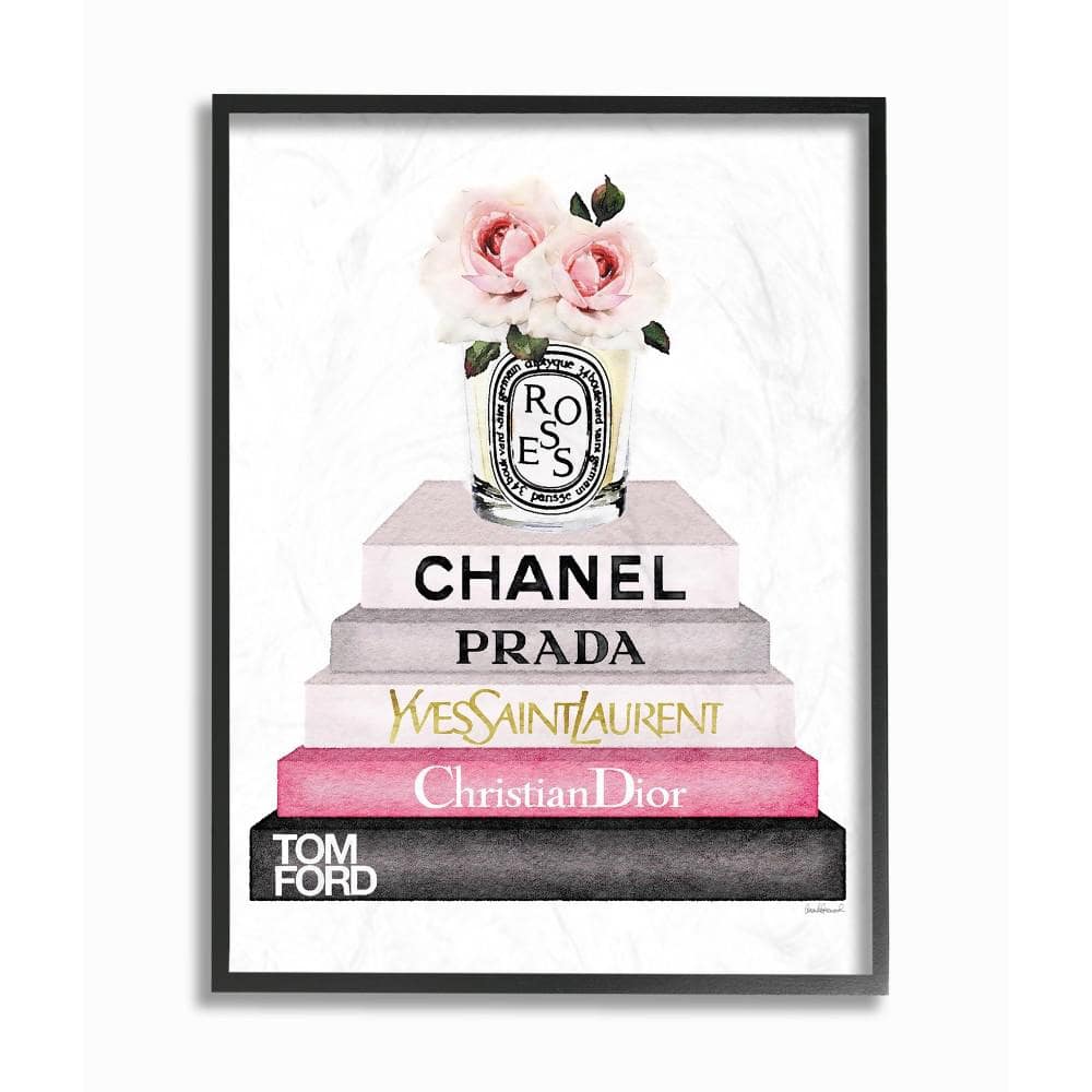 The Stupell Home Decor Collection 11 In X 14 In Book Stack Fashion Candle Pink Rose By Amanda Greenwood Wood Framed Wall Art Agp 116 Fr 11x14 The Home Depot