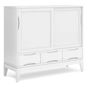 Harper Solid HARDWood 48 in. Wide Mid Century Modern Medium Storage Cabinet in White