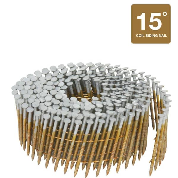 Hitachi 2-1/4 in. x 0.092 in. Full Round-Head Ring Shank Hot-Dipped Galvanized Wire Coil Siding Nails (3,600-Pack)
