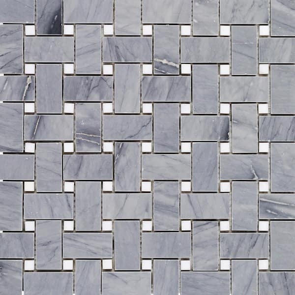 Ivy Hill Tile Burlington Gray Basketweave 12 in. x 12 in. Polished Marble Floor and Wall Mosaic Tile (1 Sq. Ft. / Each)