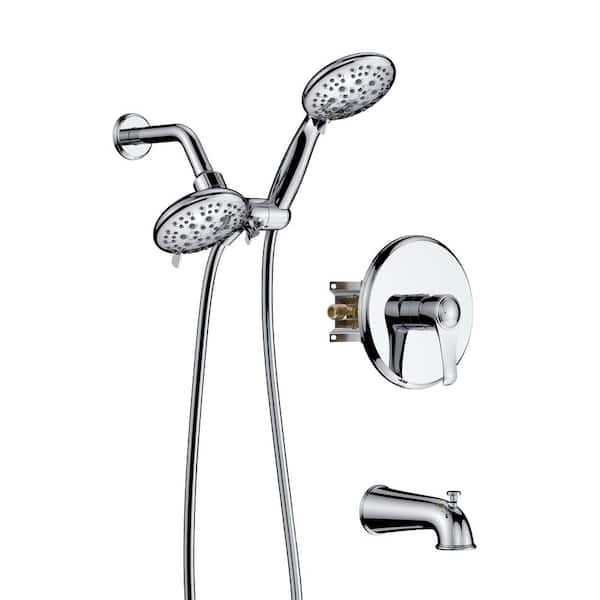 Unbranded 2-in-1 Single Handle 11-Spray Shower Faucet 1.8 GPM with High Pressure Handheld Shower and Tub Spout in Polished Chrome
