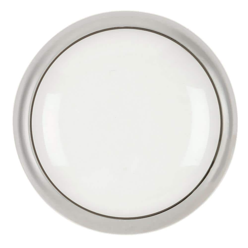 White Porcelain and Chrome Round Mushroom Knob