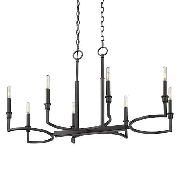 Golden Lighting - Ellyn 8-Light Matte Black Starburst Linear Pendant Light