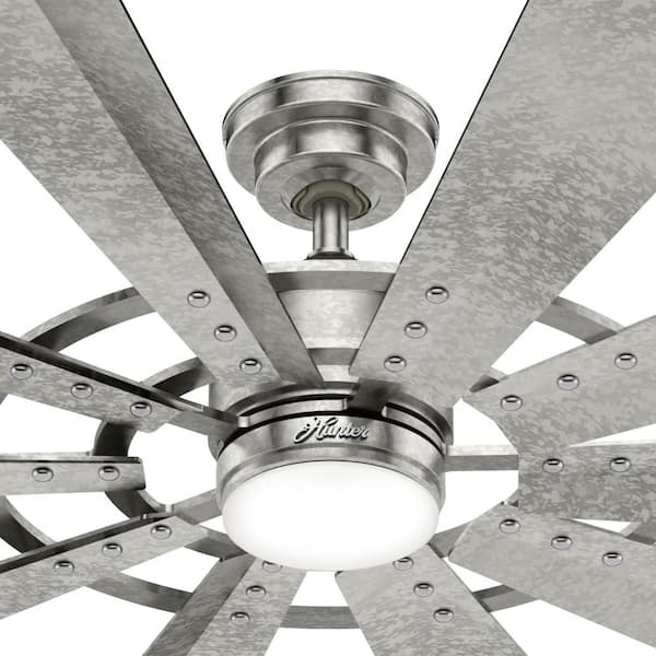 Hunter Crescent Falls 52 In Integrated, Galvanized Ceiling Fan No Light