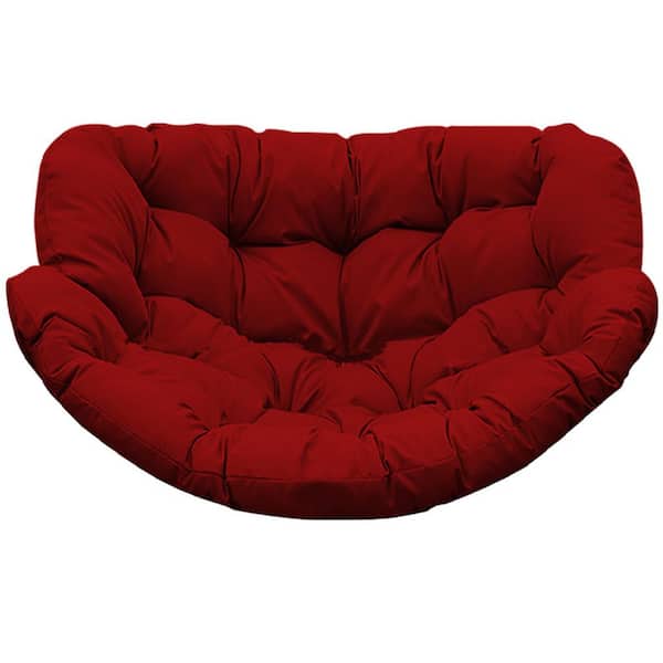 Papasan Rocking Chair Cushion, 6.3 in. Thick Waterproof Egg Chair Cushion with Ties for Indoor Outdoor Lounge Chair Red