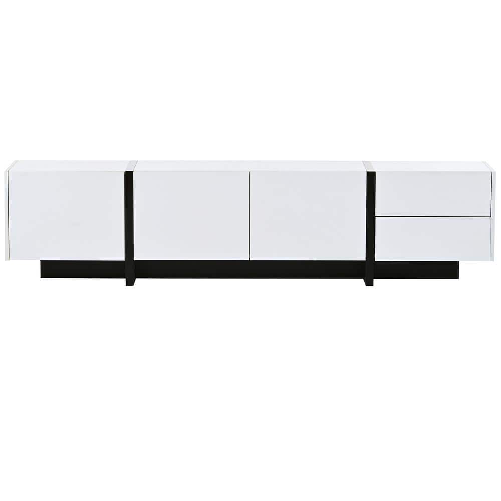 74.8 in. W x 13.7 in. D x 17.7 in. H White Linen Cabinet with TV Stand for 