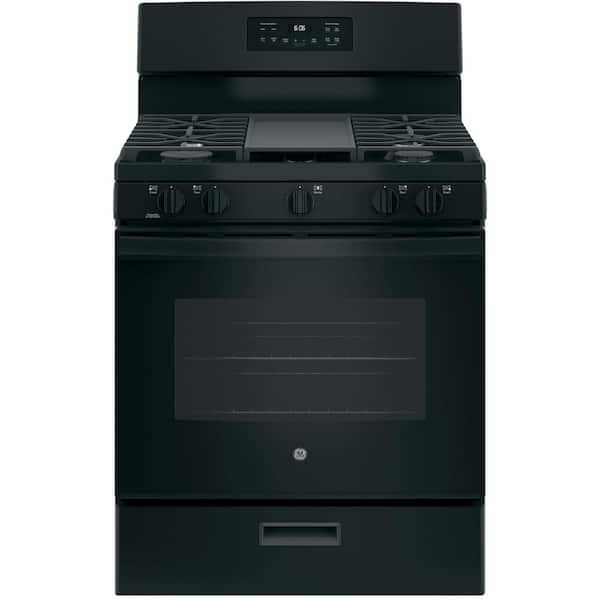 GE 30 in. 5.0 cu. ft. Freestanding Gas Range in Black with Griddle