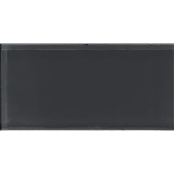 Apollo Tile Dark Gray 3 in. x 6 in. Polished Glass Mosaic Tile Sample (0.12 sq. ft./Piece)