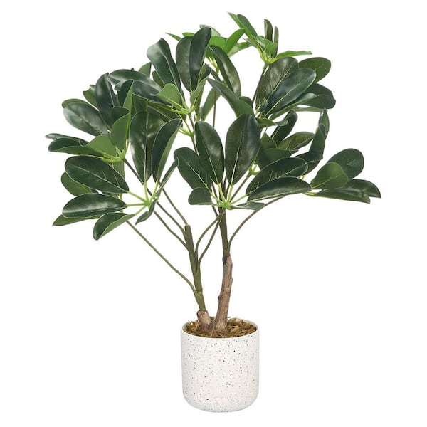 MOVECOM 1.5FT 2PC Faux Schefflera Umbrella Tree with Planter