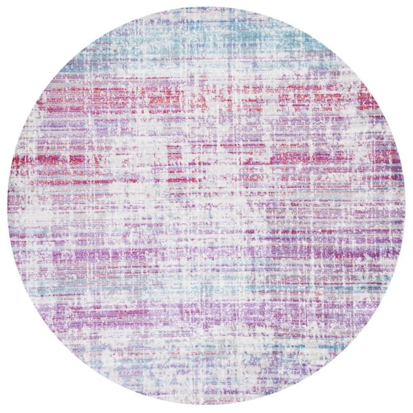 Skyler 7 ft. x 7 ft. Silver/Purple Distressed Overdyed Round Area Rug