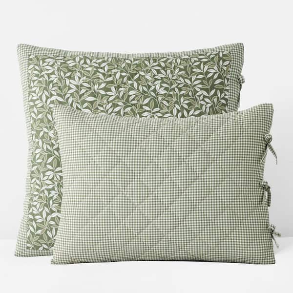Company Cotton Julienne Leaf Reversible Quilted Green Cotton Standard Sham