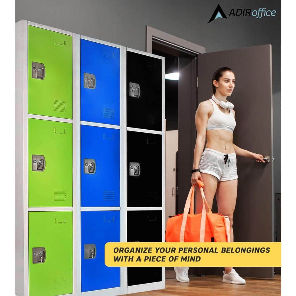 Black Freestanding Steel Office Locker with Adjustable Shelving