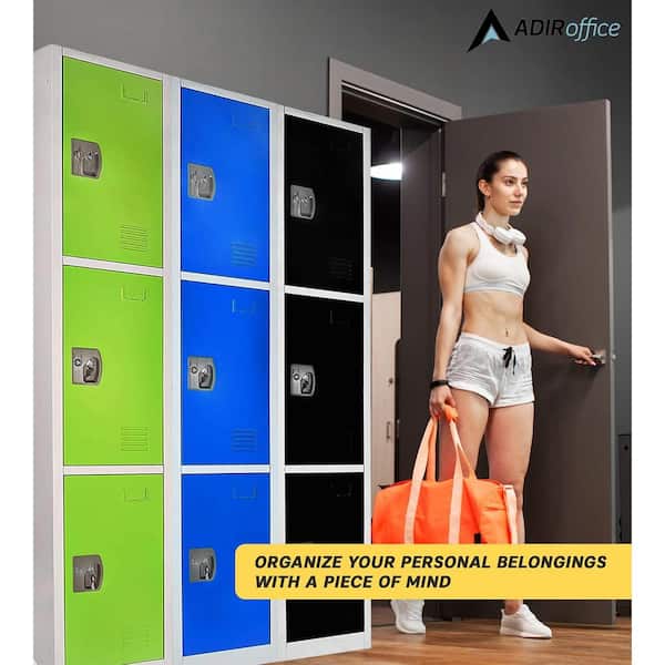 AdirOffice 629-Series 72 in. H 3-Tier Steel Key Lock 3-Shelf