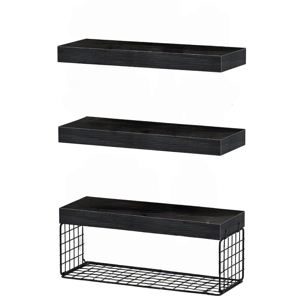 3-Pack Farmhouse Wall Mounted Bathroom Trays Bathroom Over-Toilet Floating Shelves with Toilet Paper Storage in Black price history on PriceWatchPro