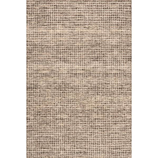 Melrose Checked Wool Brown 8 ft. Indoor/Outdoor Patio Square Rug