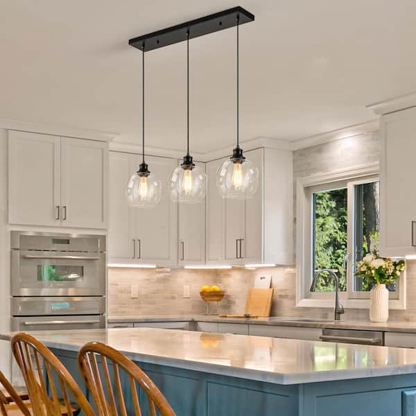 シーリングライト・天井照明 BRID OLIKA LAMP 3BULB PENDANT GoYeel Glazure 3-Light Matte Black Modern Art Clear Seeded Glass