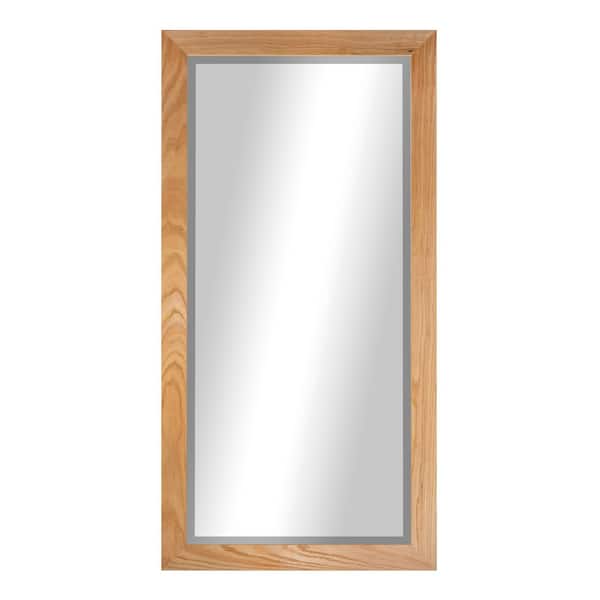 Large (65.5 in. W x 32 in. H) Wooden Natural Rectangle Wall Mirror