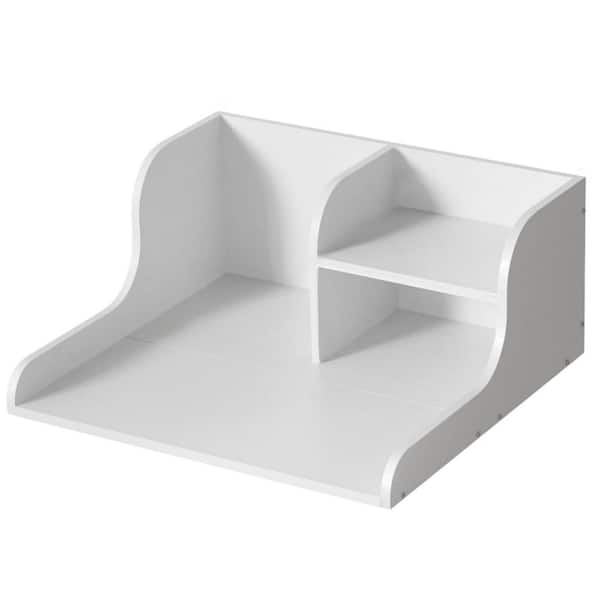 27 in. Wood Solid Surface Countertop in White with Shelf, Anti-Slip Strips and Edge Rails for Washer and Dryer