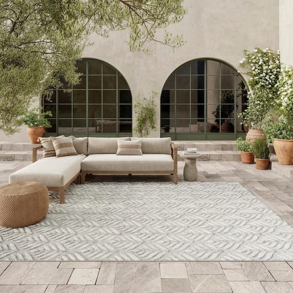 Aloha Grey 8 ft. x 11 ft. Botanical Contemporary Area Rug