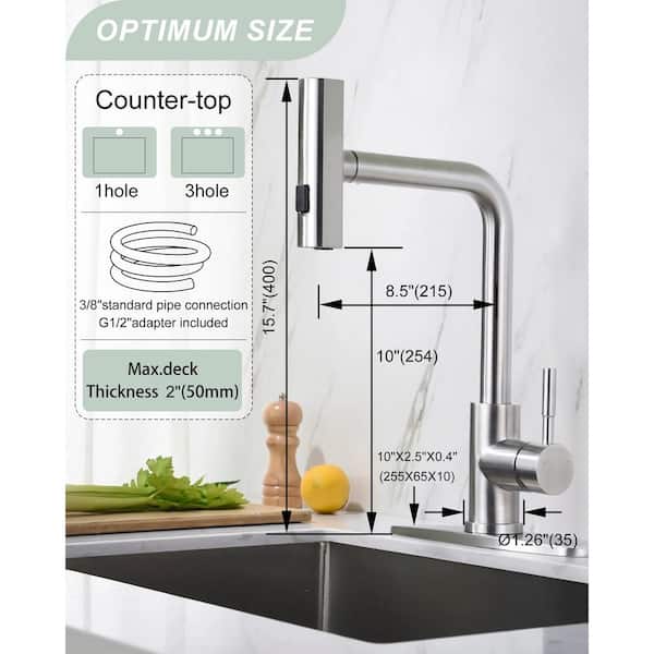 PHASAT White Kitchen Spray Tap With Pull Out Spray 360 Degree Rotation... | UK - View #9