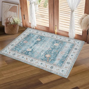 Teal Blue 3 ft. x 5 ft. Persian Traditional Indoor Area Rug
