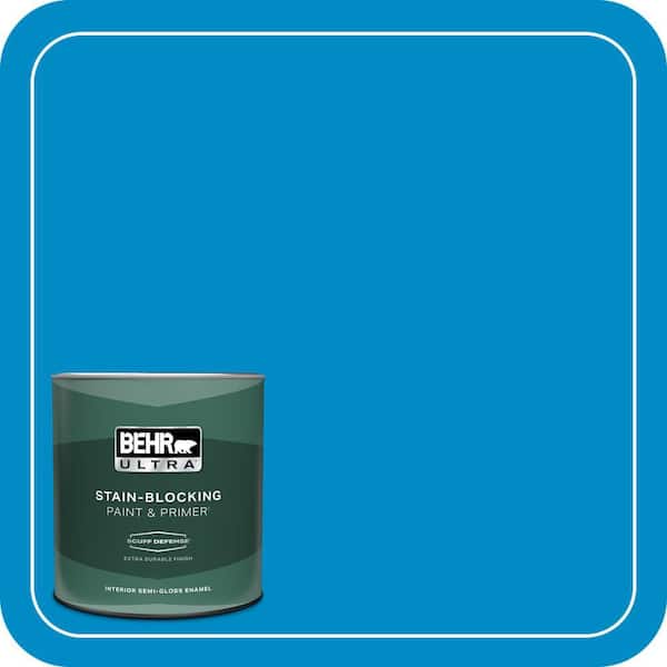 BEHR ULTRA 1 qt. #MQ4-57 Celebration Blue Extra Durable Semi-Gloss Enamel Interior Paint & Primer