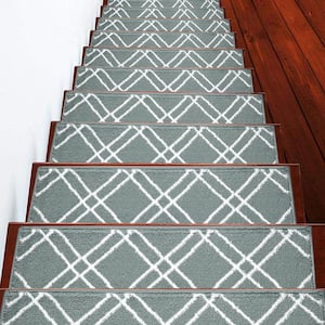 Vintage Collection Teal 9 in. x 28 in. Polypropylene Stair Tread Cover (Set of 15)